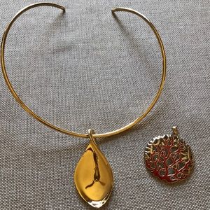 Gold Choker with 2 Pendants